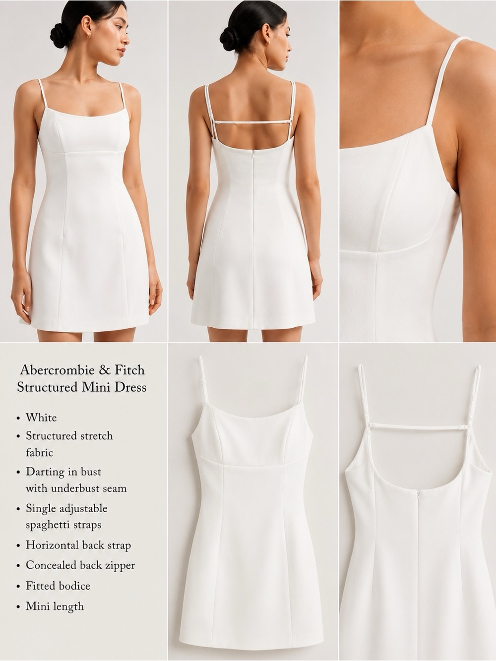 Abercrombie & Fitch White Structured Mini Dress Size medium Bridal or Prom